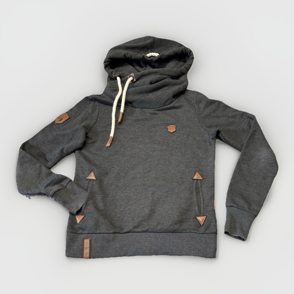 Naketano Women's Medium Heathered Grey Cowl Neck Heavyweight Hoodie